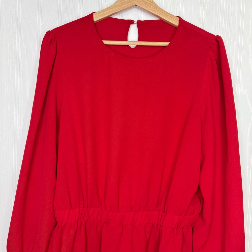 Cupshe red long sleeve dress with ruffle size XL - Picture 3 of 11